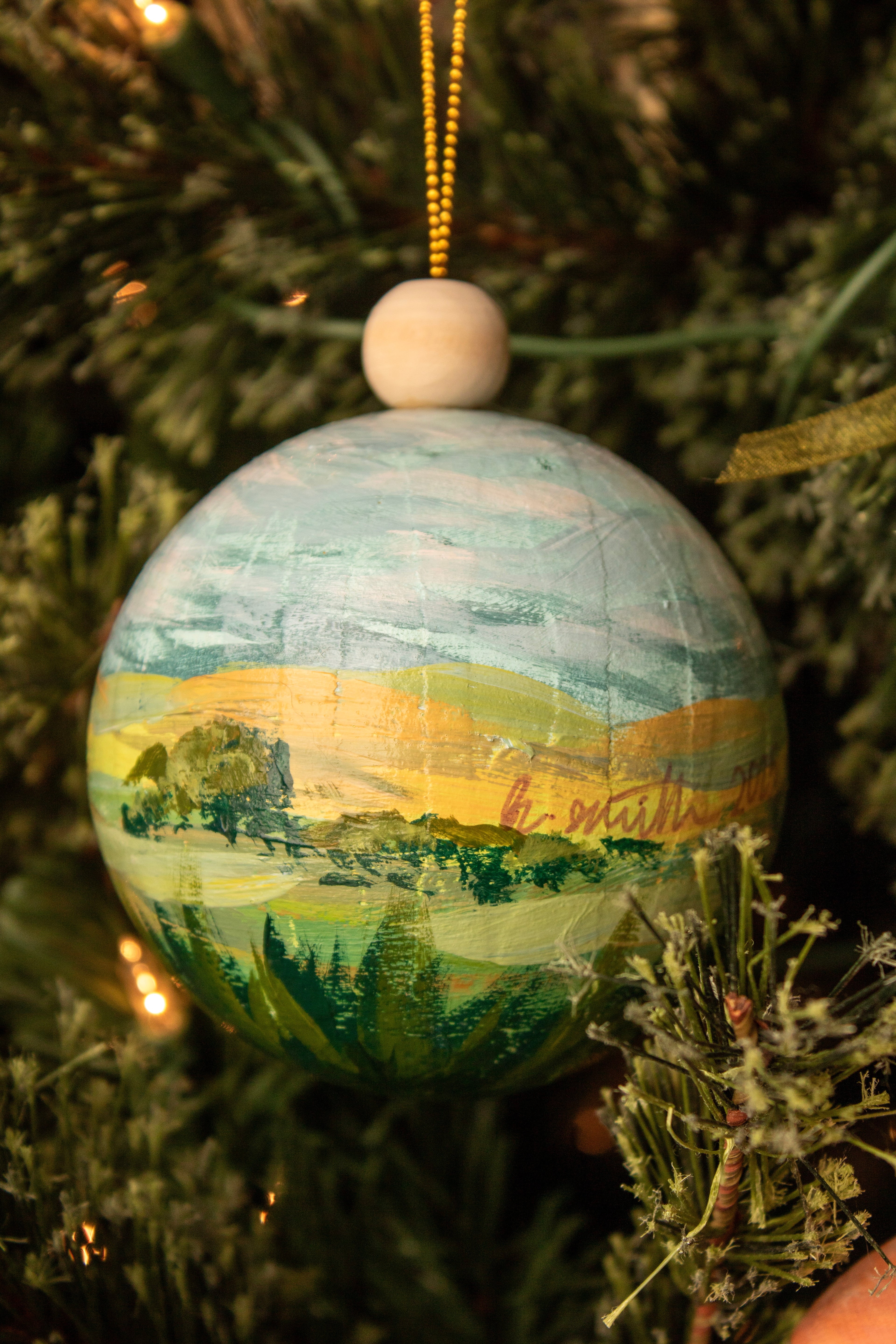 Hand-Painted Ornament // Blue Skies